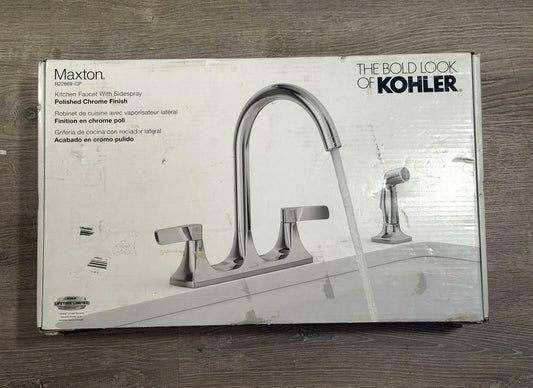 Kohler Maxton Stainless Double Handle Deck Mount Kitchen Faucet R22869-CP