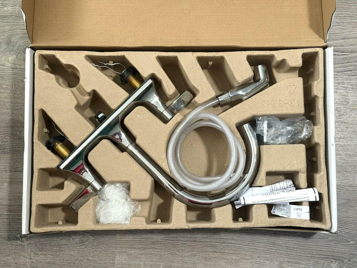Kohler Maxton Stainless Double Handle Deck Mount Kitchen Faucet R22869-CP