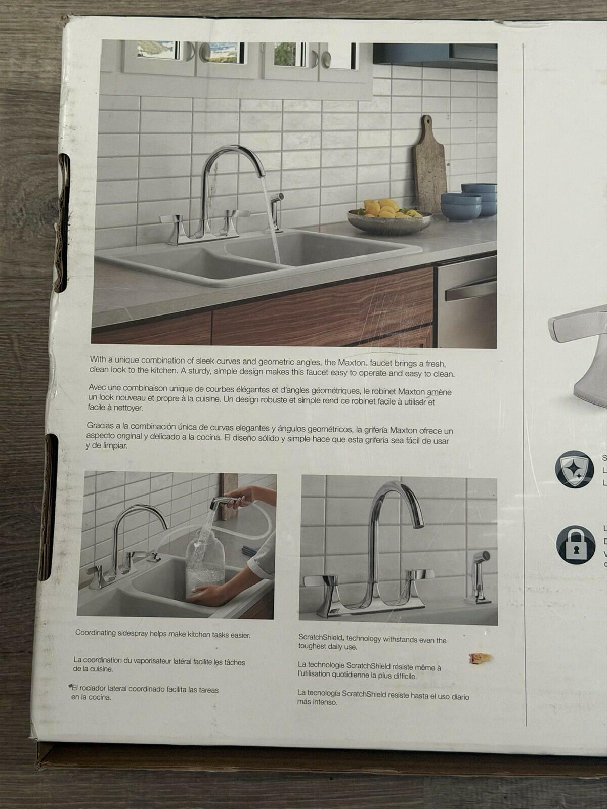 Kohler Maxton Stainless Double Handle Deck Mount Kitchen Faucet R22869-CP