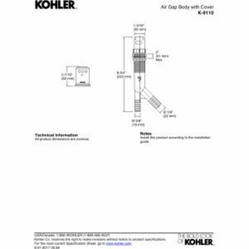 Kohler K-9110-2BZ Air Gap Body and Cover Oil Rubbed Bronze Plumbing Fixture