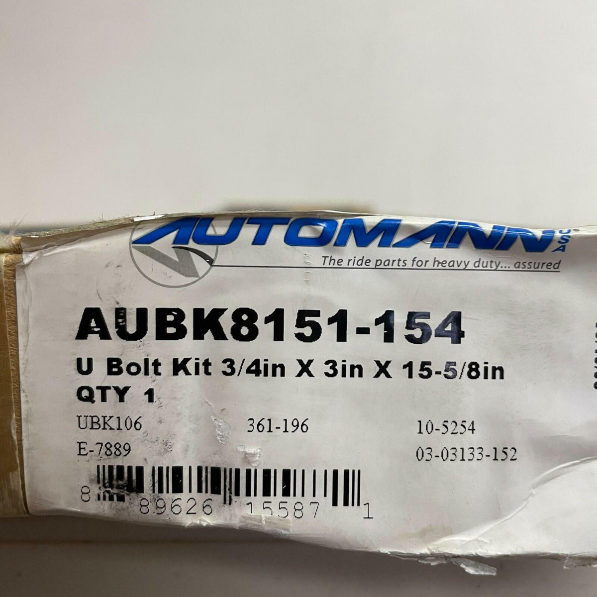 Automann AUBK8151-154 Suspension U-Bolt Kit 3/4 x 3 x 15-5/8 in