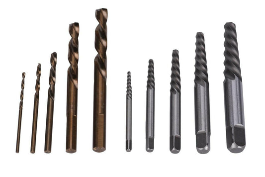 Century 88710 10pc Cobalt Left Hand Drill Bit Spiral Screw Extractor Set