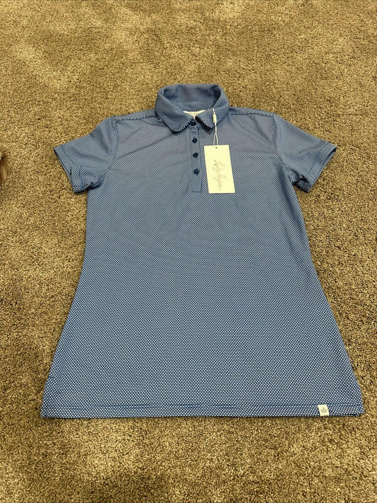 Lady Hagen Womens Jacquard Polo Capris Short Sleeve Capri Blue XS