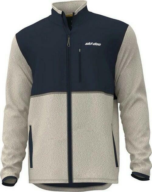 Ski-Doo Men's Large Teddy Fleece Full-Zip Jacket Ivory Navy Winter Coat