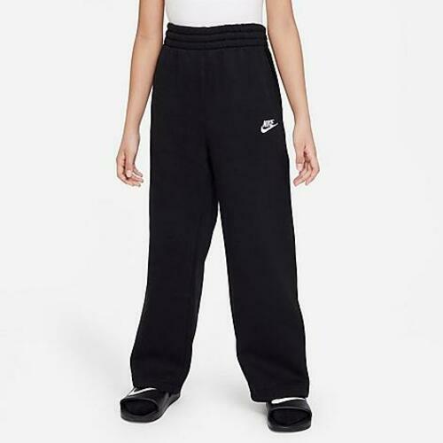 Nike Big Kids Girls Club Fleece Wide-Leg Pants Black XS